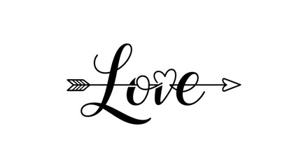 Elegant love typography with heart and arrow symbol
