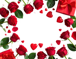 Top view background layout suitable for valentines day, isolated on white and transparent