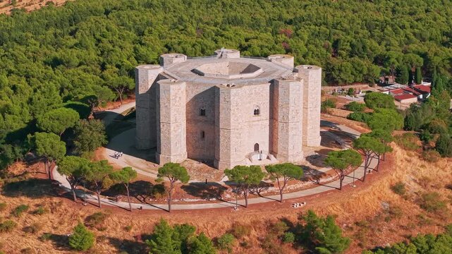 Aerial View of Castel del Monte Medieval Castle in Italy