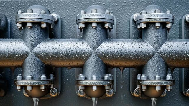 Industrial Pipes: A close-up view reveals an intricate network of industrial pipes, showcasing the complex engineering and the raw power of industry.