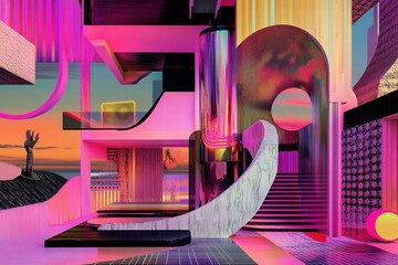 Colorful futuristic architectural concept illustration