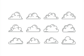 Line Art Cloud Icons Collection