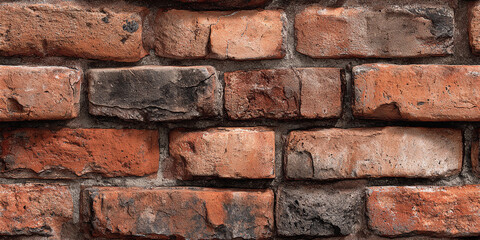 Obraz premium Seamless pattern of red brick wall in urban setting