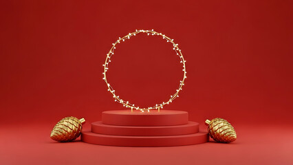 Golden pinecone wreath display