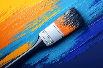 Creative logo design shows paintbrush on colorful background Generative AI