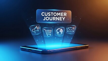 Customer Journey Concept Illustration Showing Digital Devices and Icons Representing Online Shopping Email Communication and Global Connectivity on Smartphone Screen for Business