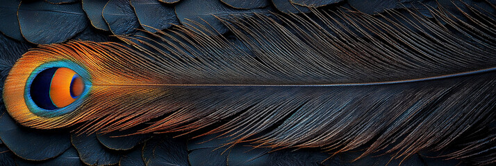 Stylish dark feather texture with vibrant colors in detail Generative AI