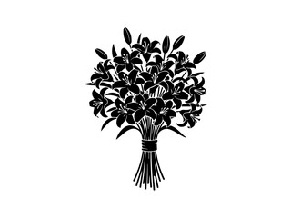 Elegant black and white lily flower and botanical illustrations usage silhouette
