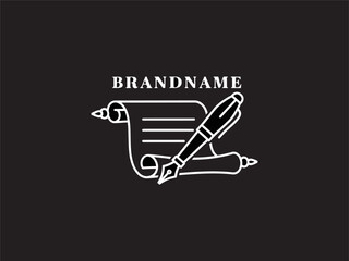 White Quill Pen and Paper Logo.