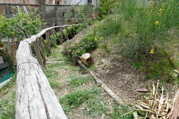 View of the garden in Peccioli village . Pisa, Tuscany Italy