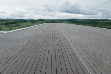 View of the panoramic terrace and surrounding countryside in Peccioli village . Pisa, Tuscany Italy