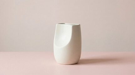 Modern ceramic vase with clean lines standing alone on a smooth pastel background, soft natural shadow