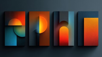 Colorful abstract art displays in a gallery space during a contemporary art exhibition to showcase modern design and creativity at a local venue in the afternoon