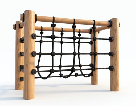 Wooden monkey bars offer kids physical challenge and fun. This outdoor play equipment encourages climbing and active games. It is safe playground structure for children outdoor activities. - Powered by Adobe