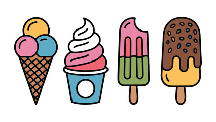 Cool Treats: A delightful arrangement of frozen desserts, capturing the essence of sweet indulgence and refreshing moments.