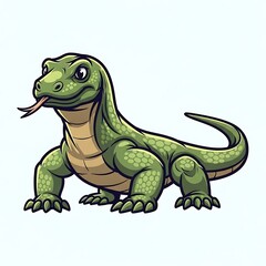 Fototapeta premium Cartoon Komodo Dragon Illustration - A Detailed and Vibrant Depiction.