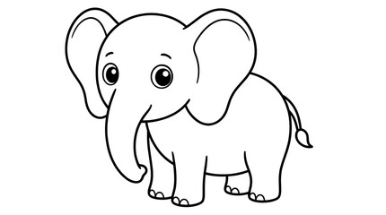 Fototapeta premium Cute Baby Elephant Coloring Page for Kids
