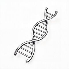 Detailed DNA helix drawing on white background, scientific symbolism
