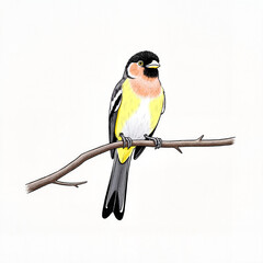 Darwin finch perched gracefully on branch, natural beauty, isolated