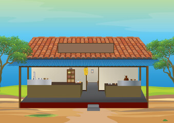 Kerala Traditional Tea Shop Design Illustration Vector 