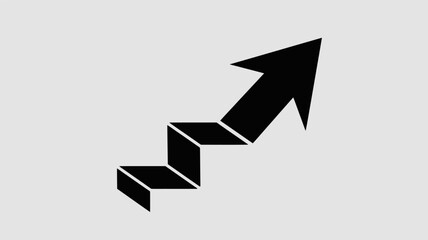 A stylized black zigzag arrow points sharply upward against a light gray backdrop, symbolizing rapid growth, progress, and positive business trajectory.
