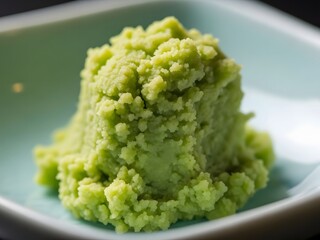 Macro shot of grated wasabi paste

