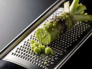 Wasabi root on a grater
