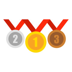 gold silver and bronze medals for winner flat style vector illustration isolated on white