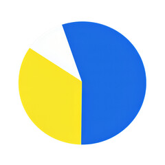 Fototapeta premium Colorful circular graphic with yellow, white, and blue sections.