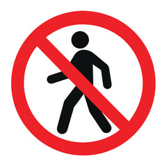 PrintNo Walking Sign – Prohibited Pedestrian Symbol Icon © Md