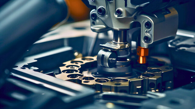 Precision CNC Laser Cutting Machine Working on Metal Sheet in Modern Manufacturing Factory Workshop