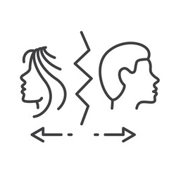 Divorce icon. Man with woman conflict. Outline web vector.