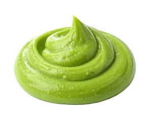 Isolated shot of a swirl of vibrant green condiment on a transparent background