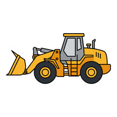 Yellow Front Loader Construction Vehicle Illustration