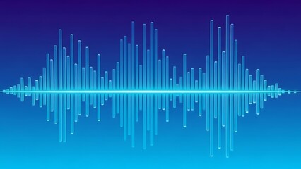 A digital sound waveform illustration on a gradient blue background