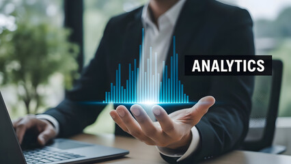 Businessman analyzing data with a focus on analytics and statistics