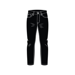 a simple illustration depicts a pair of black denim jeans showing the classic five pocket design and overall shape