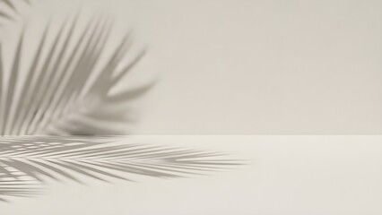 Minimalist interior design concept featuring autonomous vehicle open space with white background and palm leaf shadow