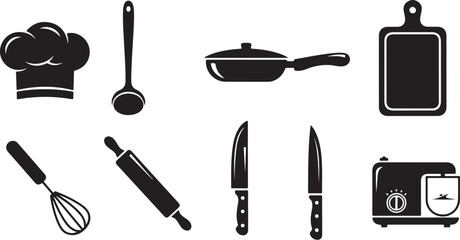 Kitchen Cooking Icon Vector Bundle