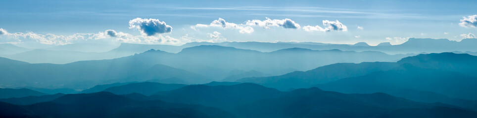  panorama of the mountains, Mare de D&eacute;u del Mont, Catalonia, Spain