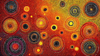The dynamic, speed-obsessed lines of Italian Futurism executed with the traditional dot-painting technique of Australian Aboriginal art in vibrant neon ochre.