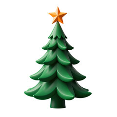 Obraz premium Green Christmas Tree With Golden Star on Top