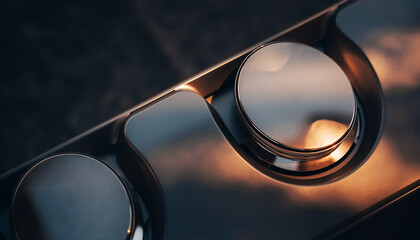 gros plan sur de bouton m&eacute;tallique au design moderne et luxueux