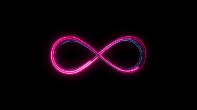 Infinity Symbol Neon Sign Loop in 4K Stock Video for Futuristic Tech, UI Motion Background Visual FX