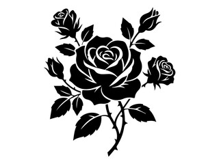 Black and white vector illustration roses flower