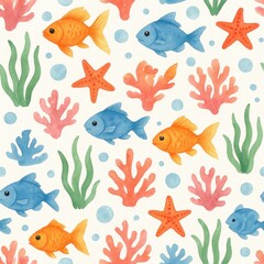 Fototapeta premium Underwater fish pattern