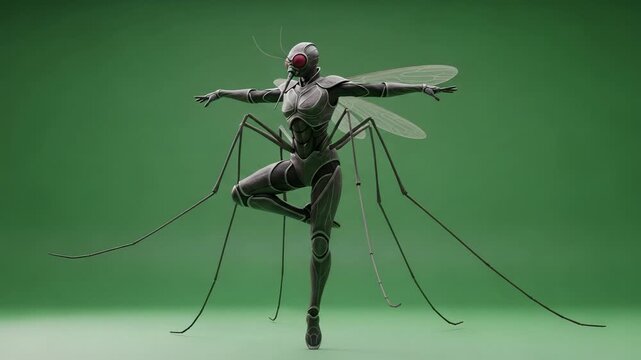 Futuristic Mosquito Robot Dancing Ballerina Pose