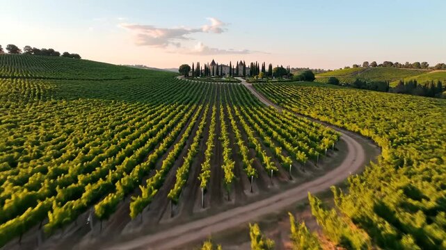 Wineyard with estate in countryside