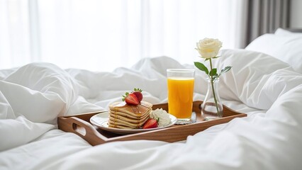 Relaxing morning breakfast in bed