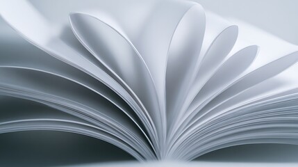 White Paper Sheets Stacked Open Book Pages Abstract Minimalist Design.
